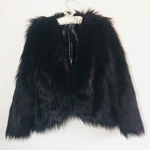H&M Jackets & Coats - H&M Purple/Black Faux Fur Cropped Jacket Shaggy H&M Jackets & Coats - H&M Purple/Black Faux Fur Cropped Jacket Shaggy
